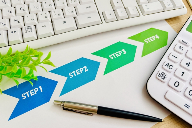 STEPと書かれた矢印